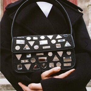 STAUD Tommy Beaded Shoulder Bag Mirror Mosaic